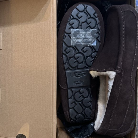 UGG Men's Ascot Slipper Shoe Slip-On Sheepskin Suede Indoor/Outdoor Espresso 8 - Picture 7 of 7